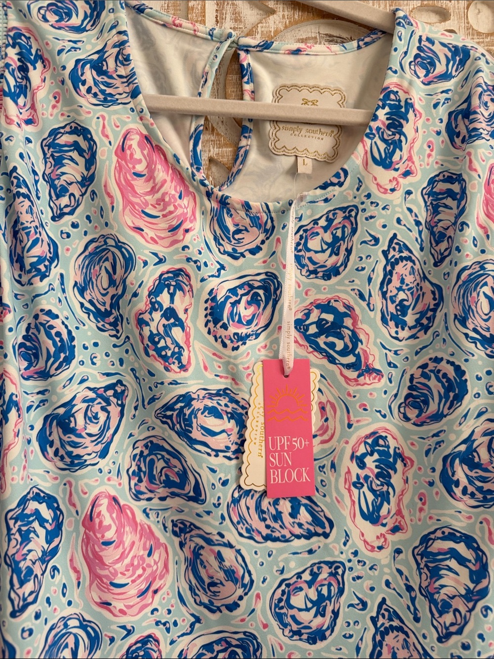 Simply Southern Oyster Light Blue and Pink Maxi Dress - Picture 5 of 5